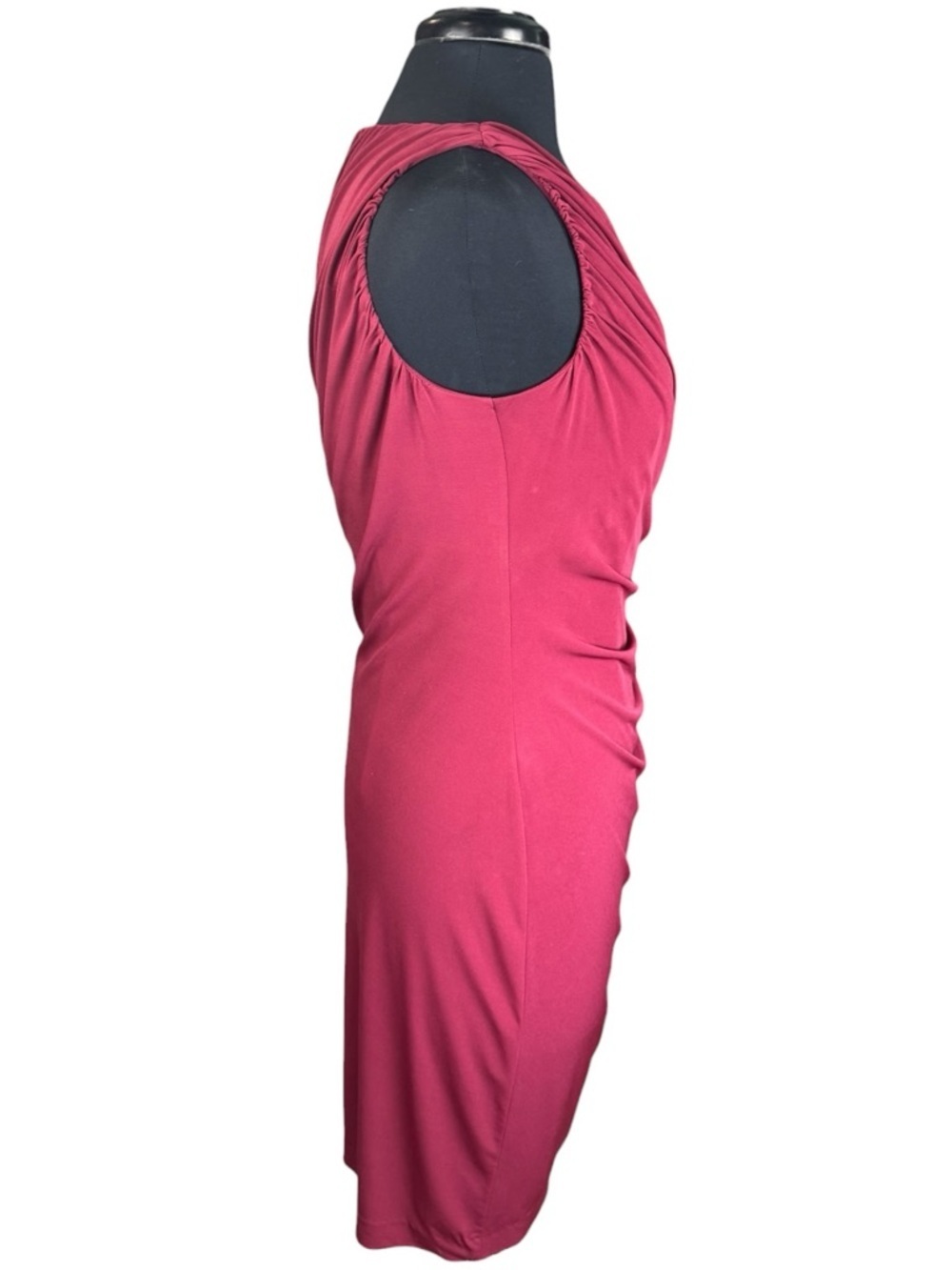 Boston Proper Burgundy Ruched Sleeveless Dress Size 10 - Picture 3 of 6